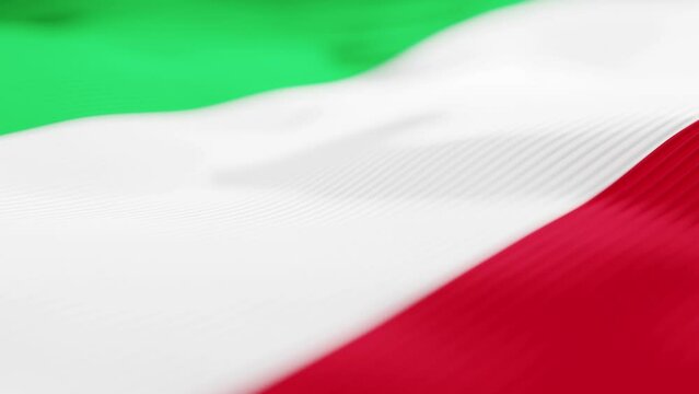 Wavy background of the Italian flag waving in the wind. Tricolor Symbol of Italy, Italian national patriotism and independence. Footage in Ultra HD 4K.