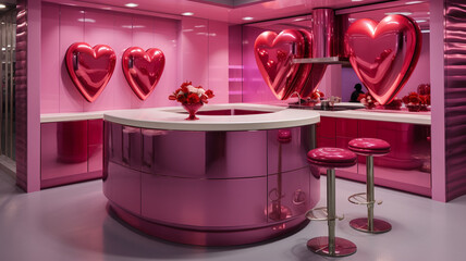 Pink modern bathroom with red heart shape
generativa IA