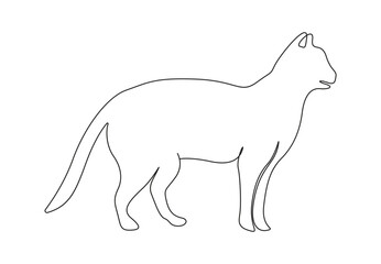 Cat in one continuous line drawing. Isolated on white background vector illustration. Premium vector. 