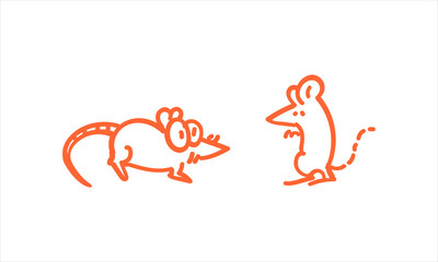 Two Hand Drawn Funny Mouse Doodle