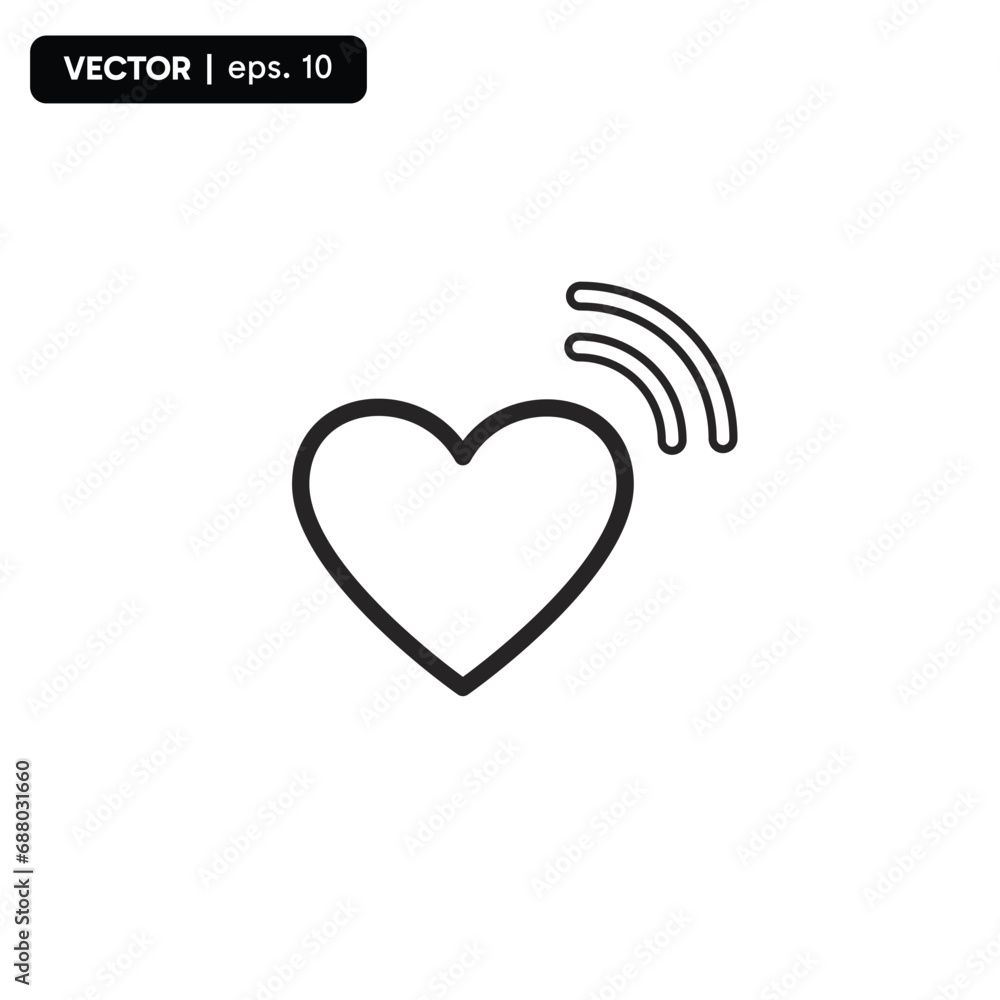 Poster heart wifi. vector heart connect icon in flat style. heart signal. love connection. wifi hotspot sig