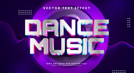 Dance music editable text style effect. Vector text effect with a luxurious neon light theme, suitable for night event posters. - obrazy, fototapety, plakaty