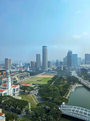 Obraz premium Aerial View of Padang towards Raffles City