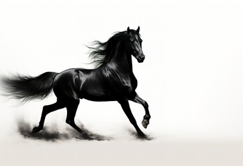 Embodying Freedom and Power: Black Horse Running in the Wind - A Captivating Display of Nature’s Majesty