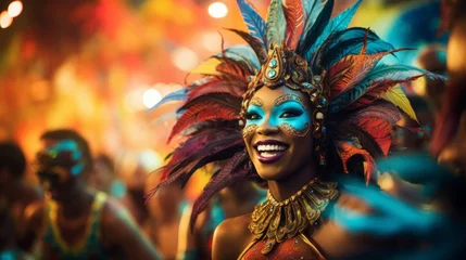 Fotobehang Brazilian wearing Samba Costume. Rio carnival © RMedia