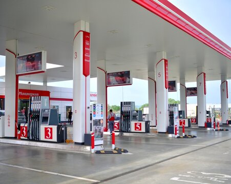 Gas station, Russian oil company Lukoil, distributor, refueling, gasoline, 