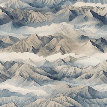 Seamless, top view of mountain ranges