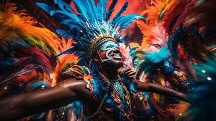 Brazilian man wearing Samba Costume. Rio carnival