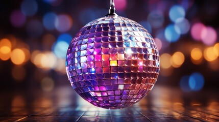 Obraz premium Disco ball shine with purple and blue light