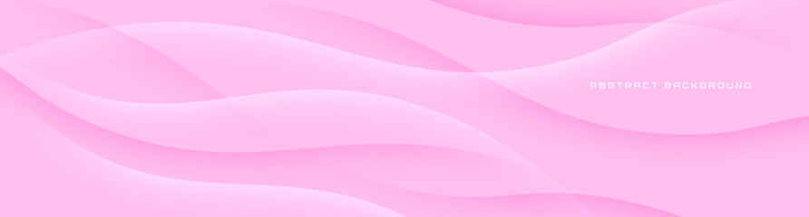 3D pink geometric abstract background overlap layer on bright space with waves decoration. Minimalist modern graphic design element cutout style concept for banner, flyer, card, or brochure cover