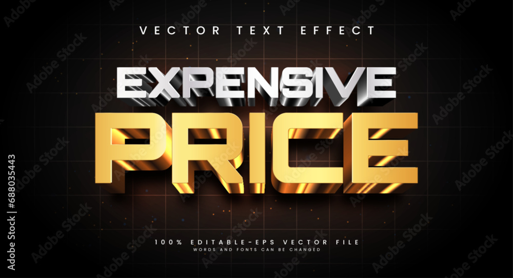 Poster expensive price golden editable text style effect. vector text effect with a luxurious gold theme, s