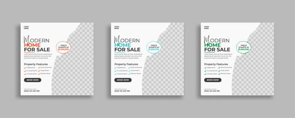 Real estate social media post square web banner template   