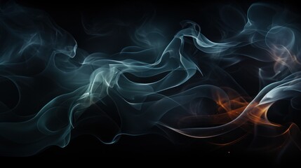 Fototapeta premium Abstract white smoke swirl with black background