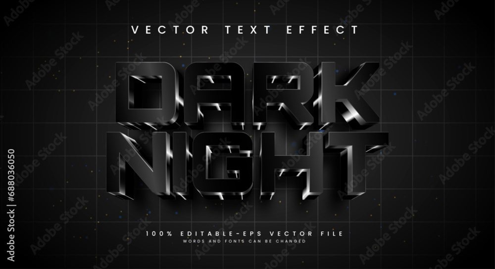 Poster dark night editable text style effect. vector text effect with dark black color.
