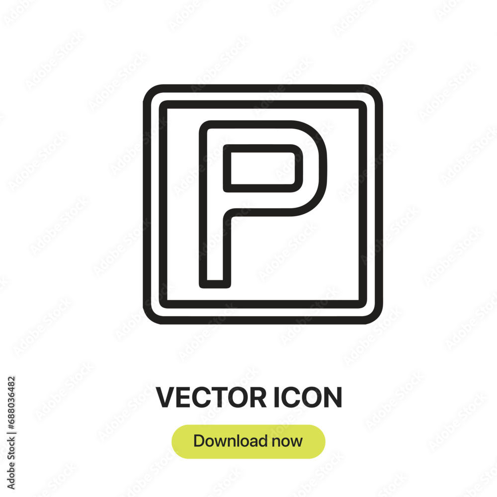 Poster Parking icon vector. Linear-style sign for mobile concept and web design. Parking symbol illustration. Pixel vector graphics - Vector.	