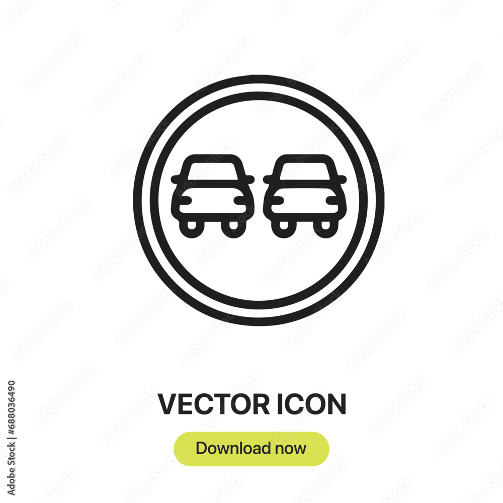 Poster no overtaking icon vector. linear-style sign for mobile concept and web design. no overtaking symbol