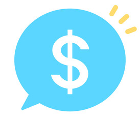 シンプルな水色のドルマークと吹き出し