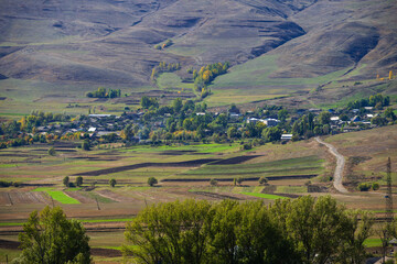 Rural landmark with settlements, Armenia