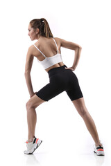 Fitness woman working out, studio shot.