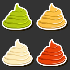 set various types beautiful tasty edible bright sauce consisting of various ingredients