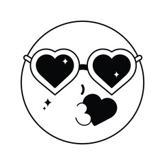 Love Emoji doodle vector outline Sticker. EPS 10 file