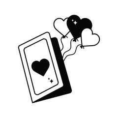 Love card doodle vector outline Sticker. EPS 10 file