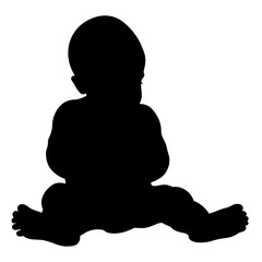 Vector Illustration of Baby Silhouette On White Background.
