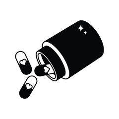 Love pills doodle vector outline Sticker. EPS 10 file
