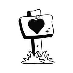 Sign board doodle vector outline Sticker. EPS 10 file