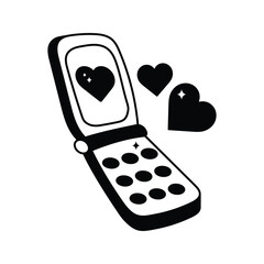 Love call doodle vector outline Sticker. EPS 10 file