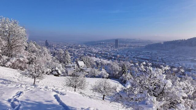 Winterthur im Winter - Drohne - 4K