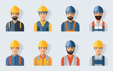 Construction worker - 2D flat color avatar, vector illustration - obrazy, fototapety, plakaty