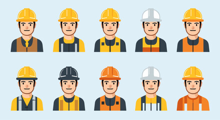 Construction worker - 2D flat color avatar, vector illustration
