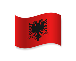 Flag of Albania flat icon. Wavy vector element with shadow underneath. Best for mobile apps, UI and web design.