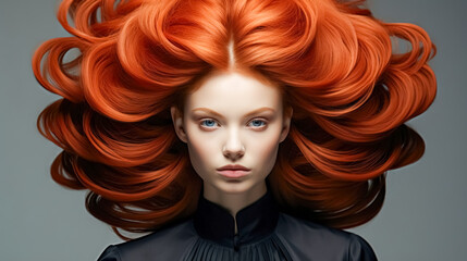 Fototapeta premium Portrait of a beautiful girl with red hair. Beauty, fashion.
