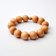 Delicate smooth fine wooden beaded bracelet sphere isolated on white background created with Generative AI technology