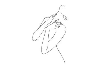 Abstract continuous single line drawing. A sensual girl illustration. Trendy one line style. Minimal concept. Vector illustration. Premium vector.
