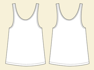 Technical sketch tank top for women isolated on white background.