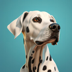 Image of a dalmatian dog on light blue background. Mammals. Pet. Animals.