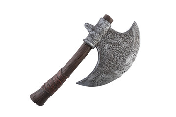 Medieval ax isolated on white background with clipping path