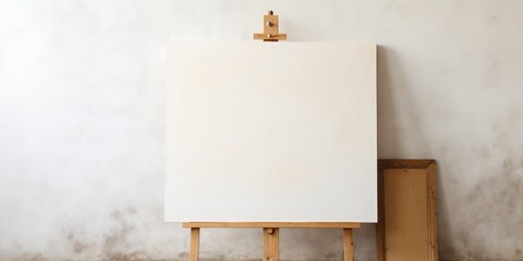 Blank canvas on an easel is ready for the artist's first brushstroke. - obrazy, fototapety, plakaty