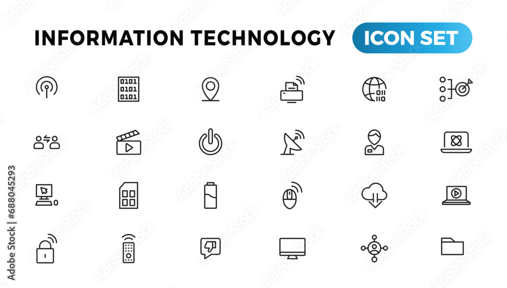 Poster information technology line icons collection. big ui icon set in a flat design. thin outline icons p