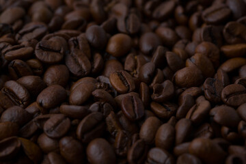 Roasted coffee beans background abstract