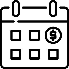 Monthly payment icon. Outline design. For presentation, graphic design, mobile application.