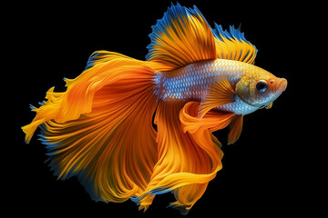 Fototapeta premium full color fighting fish on black back ground, generative AI