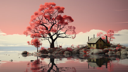 3d photo of landscape scenery design made with generative AI