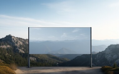 Scenic Mountain View Through Transparent Billboard