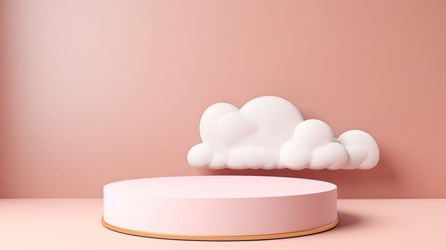 Empty clound podium for product display with background
