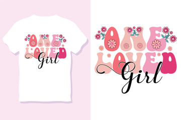 Retro One Loved girl Svg  or Valentine Sublimation T-Shirt Design
