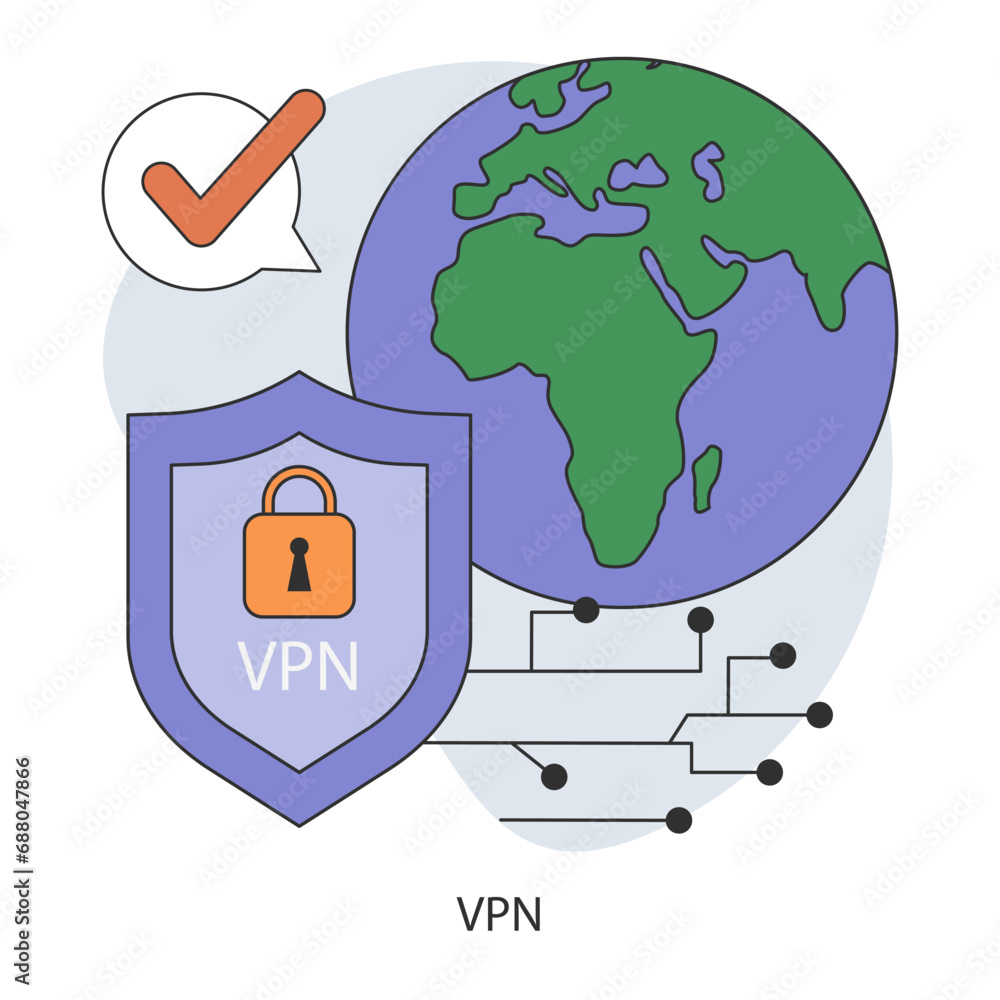 Poster vpn service. virtual private network access. secure internet connection and privacy protection betwe